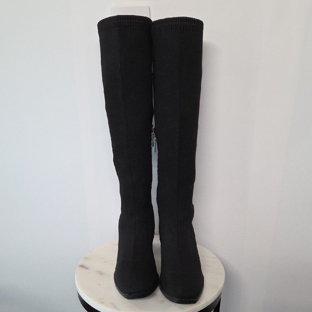 Anne Klein Black Sock Boots Size 7 - Picture 2 of 8